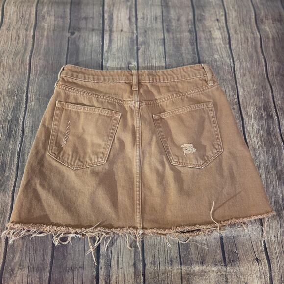 Free People Denim Skirt Women 28 Rust Mini Distressed Pockets Button Fly Western - Picture 5 of 10